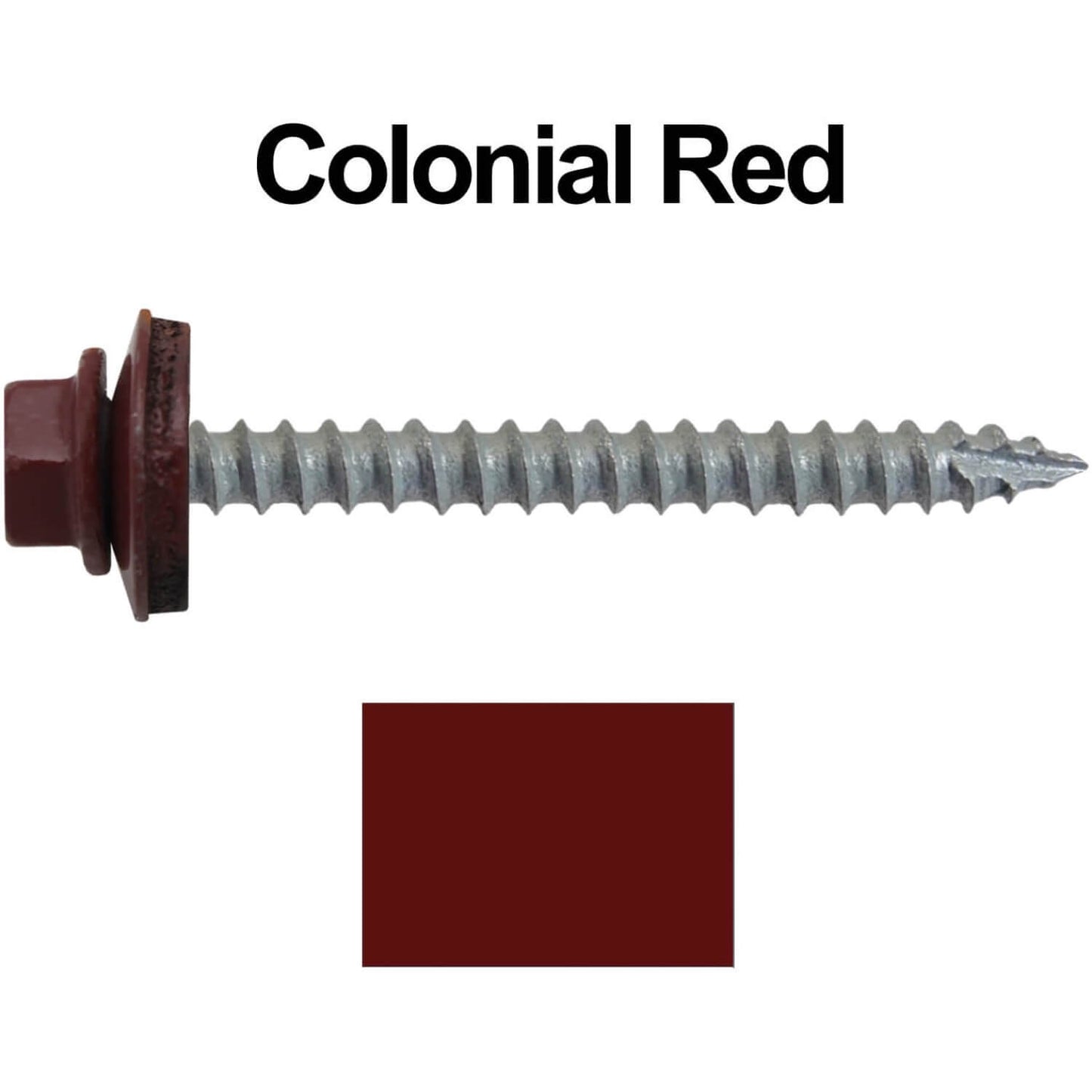 #14  x 2-1/2" Metal ROOFING SCREWS - Hex Washer Head - Self starting/self tapping - EPDM washer. Colored head.