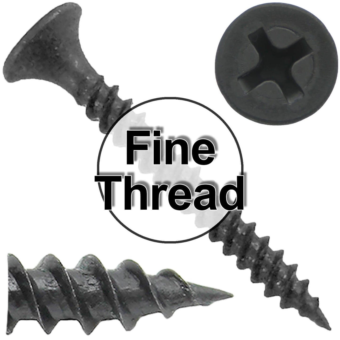 Gray Phosphate Fine Thread Drywall Screws-  Gypsum board, Sheetrock, Plasterboard Screws. Use for all purpose wood screws.
