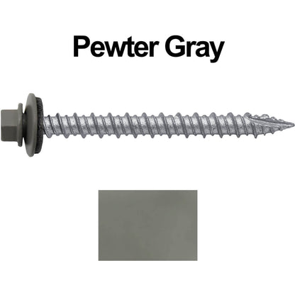 #10 x 2" Metal ROOFING SCREWS - Hex Washer Head - Self starting/self tapping - EPDM washer. Colored head.