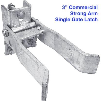 Commercial SINGLE GATE STRONG ARM Latch for Chain Link or Round Pipe Gate Frames. Single Gate FULCRUM Latch Fits 1-5/8" or 1-7/8" Gate Frame