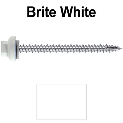 10 X 2-1/2" HI-LO Zinc Aluminum Cap Metal Roofing Screws - Hex Washer Head - Self starting/self tapping - EPDM washer. Colored head.
