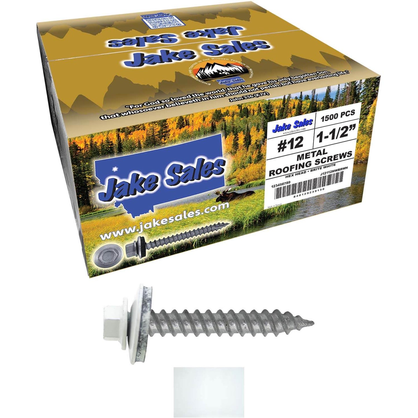 #12 x 1-1/2"  RE-GRIP METAL ROOFING SCREWS - Hex Washer Head - Self starting/self tapping - EPDM washer. Colored head.