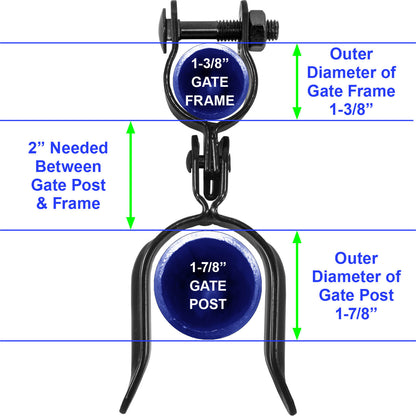 Black Heavy Duty Residential Chain Link Fork Latch - Powder Coated to Resist Rust and Corrosion.