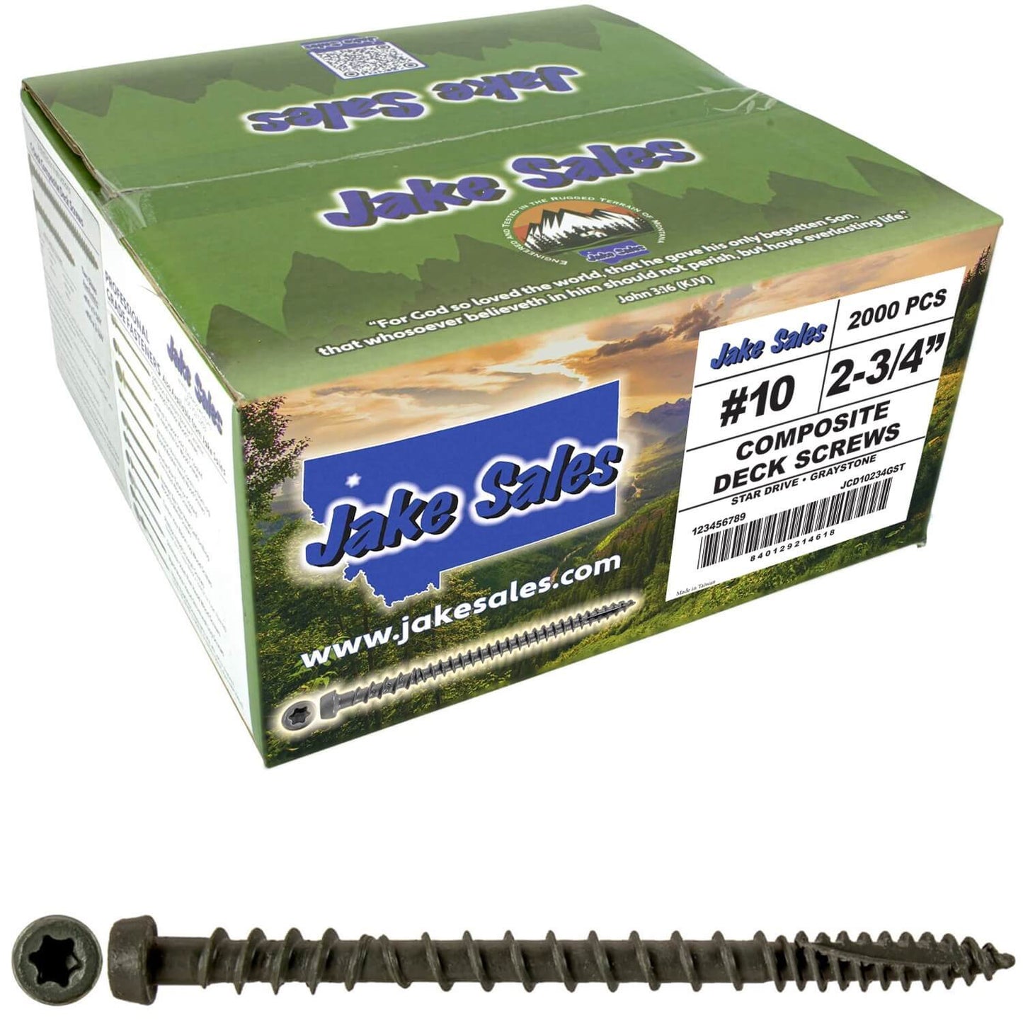 #10 x 2-3/4" Colored Composite Decking Wood Screws with Torx/Star Drive Head (T20 Bit), Exterior Coated, Compatible with Pressure Treated and ACQ Lumber