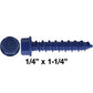 Blue Carbon Steel Hex Head Concrete Anchor Screws. Carbon Steel Hardened - Interior & Exterior Coated Rust and Corrosion Resistant Screws
