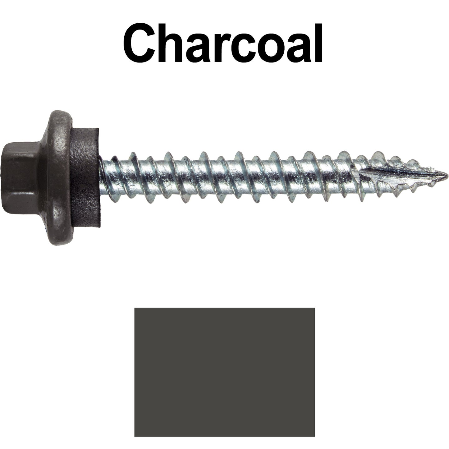 10 x 1-1/2" - STAINLESS HEX / ZINC Sheet Metal Roof Screw. Self starting metal to wood siding screws. EPDM washer. Colored head.