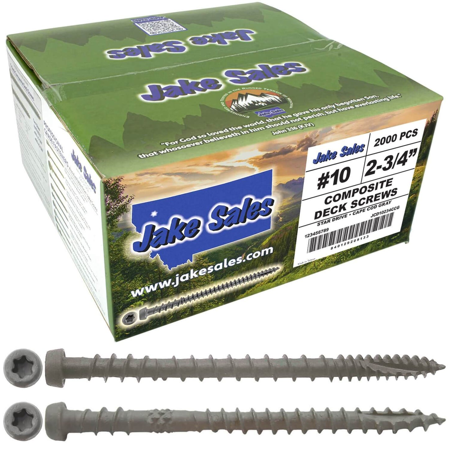 #10 x 2-3/4" Colored Composite Decking Wood Screws with Torx/Star Drive Head (T20 Bit), Exterior Coated, Compatible with Pressure Treated and ACQ Lumber