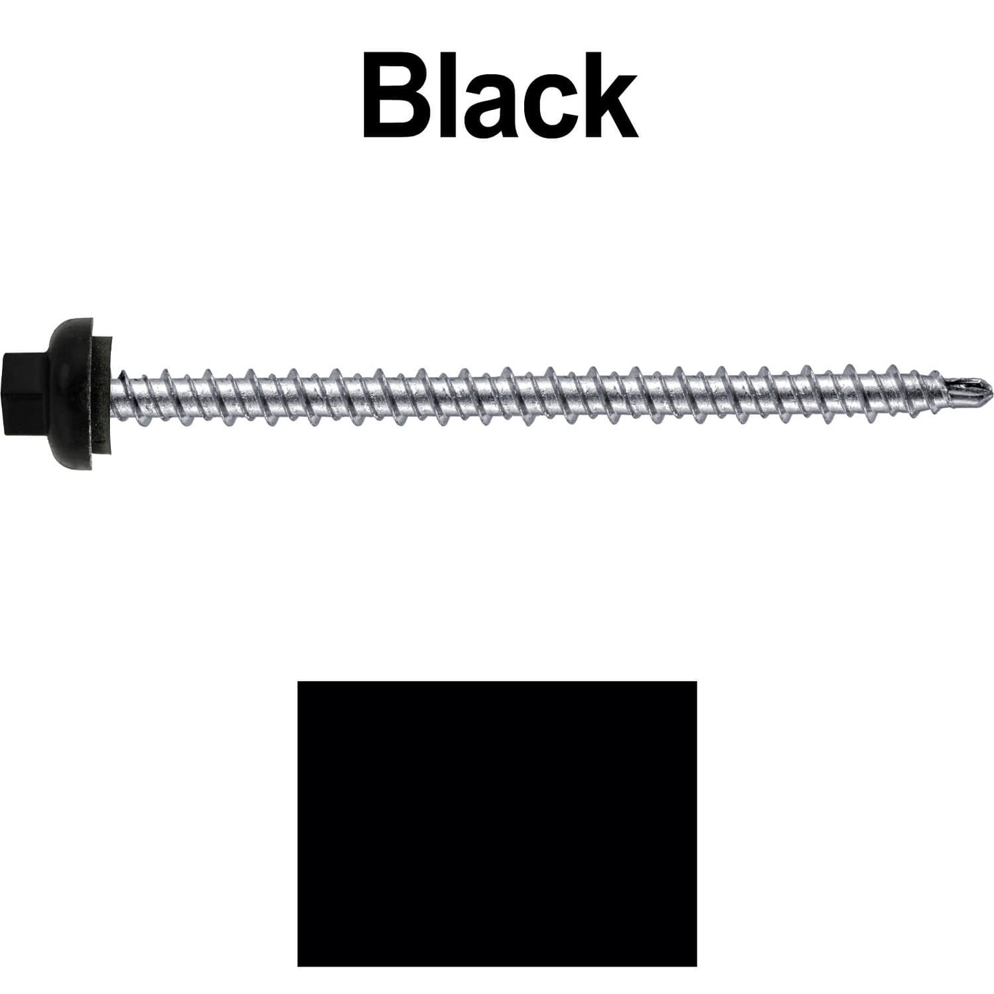 10 X 3" Zinc Aluminum Cap MINI-DRILLER Roofing Screws HI-LO THREAD Zinc Plated Carbon Steel Shank - EPDM Washer - Colored head