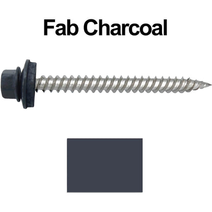 12 x 2-1/2" Stainless Steel Metal Roofing Screw - Hex Washer Head - Self starting/self tapping - EPDM washer. Colored head.