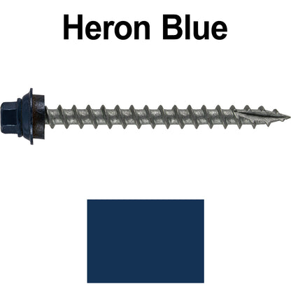 12 X 2-1/2" Metal Roofing Screws For OSB and Plywood - Galvanized Metal to Wood Type 17 Tip - 1/4" Hex Head - Assembled EPDM Washer