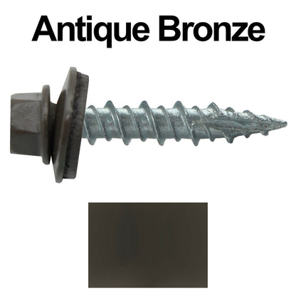#10 x 1" Metal ROOFING SCREWS - Hex Washer Head - Self starting/self tapping - EPDM washer. Colored head.