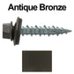 #10 x 1" Metal ROOFING SCREWS - Hex Washer Head - Self starting/self tapping - EPDM washer. Colored head.