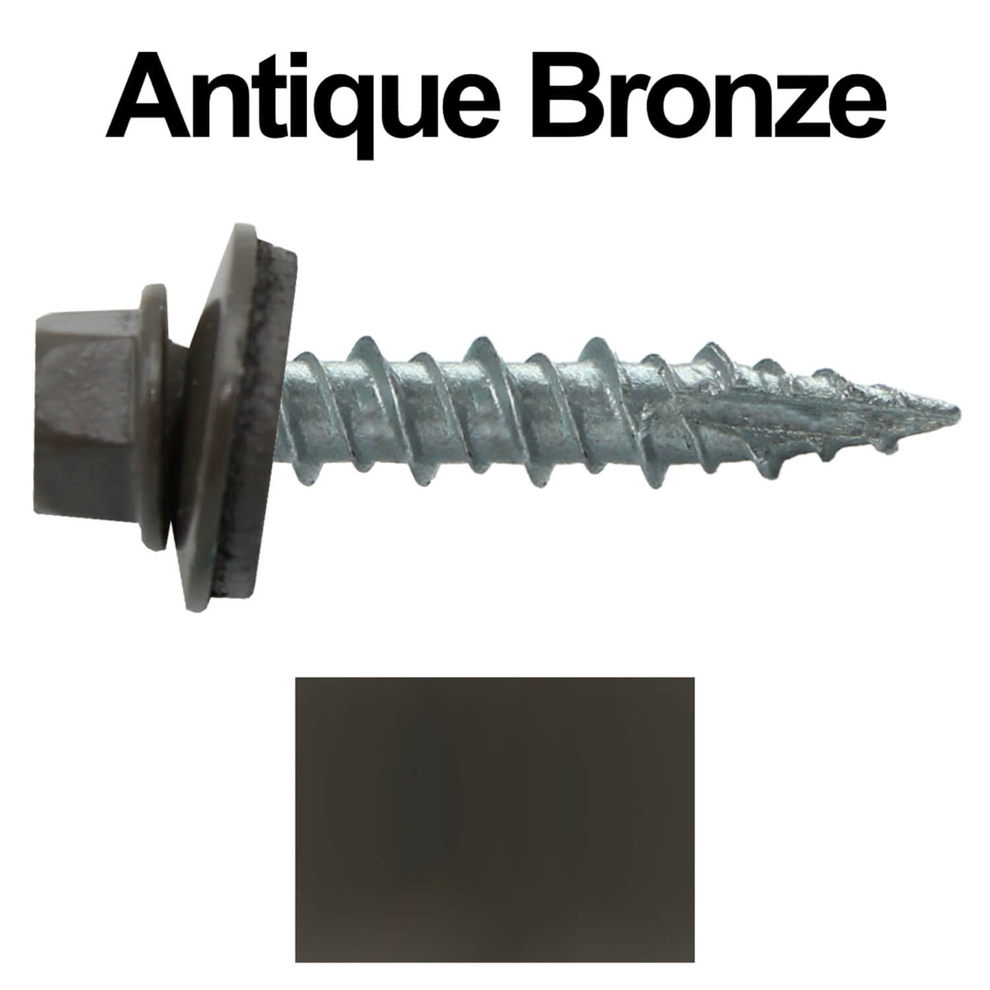 #10 x 1" Metal ROOFING SCREWS - Hex Washer Head - Self starting/self tapping - EPDM washer. Colored head.