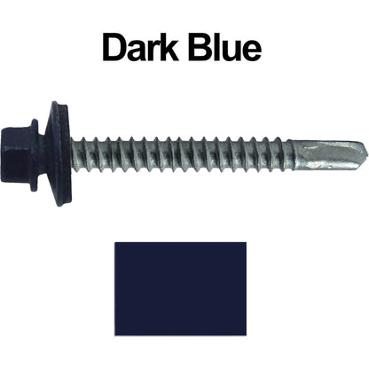 #12 x 2-1/2" Metal to Metal Type #3 Metal Roofing Screws - Hex Head Drill Point - 9/16" EPDM Washer. Colored head.