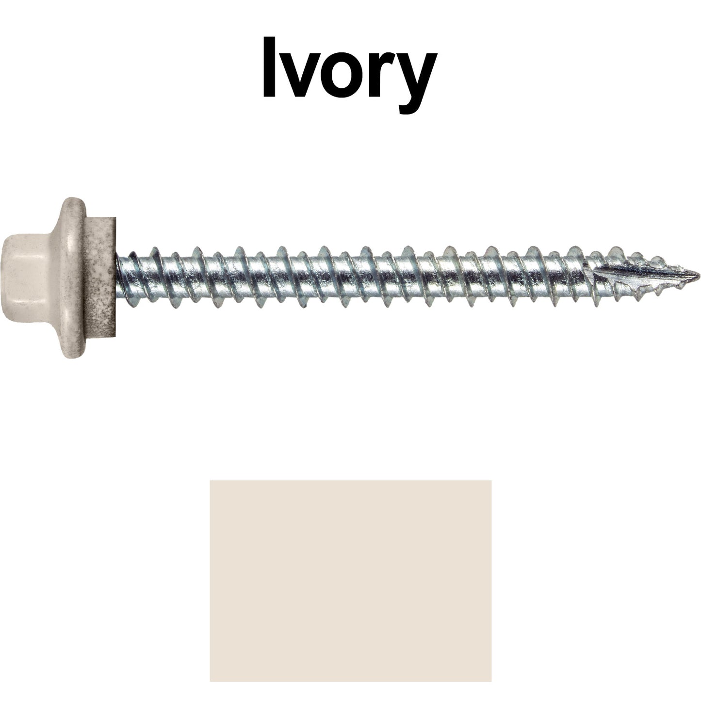 10 x 2” - STAINLESS HEX / ZINC Sheet Metal Roof Screw. Self starting metal to wood siding screws. EPDM washer. Colored head.