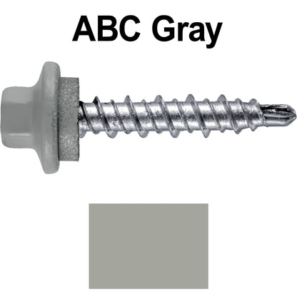 #10 x 1" Stainless Steel Mini Driller Sheet Metal Roofing Screw - Hex Washer Cap - Self starting metal to wood siding screws - EPDM washer. Colored Head.