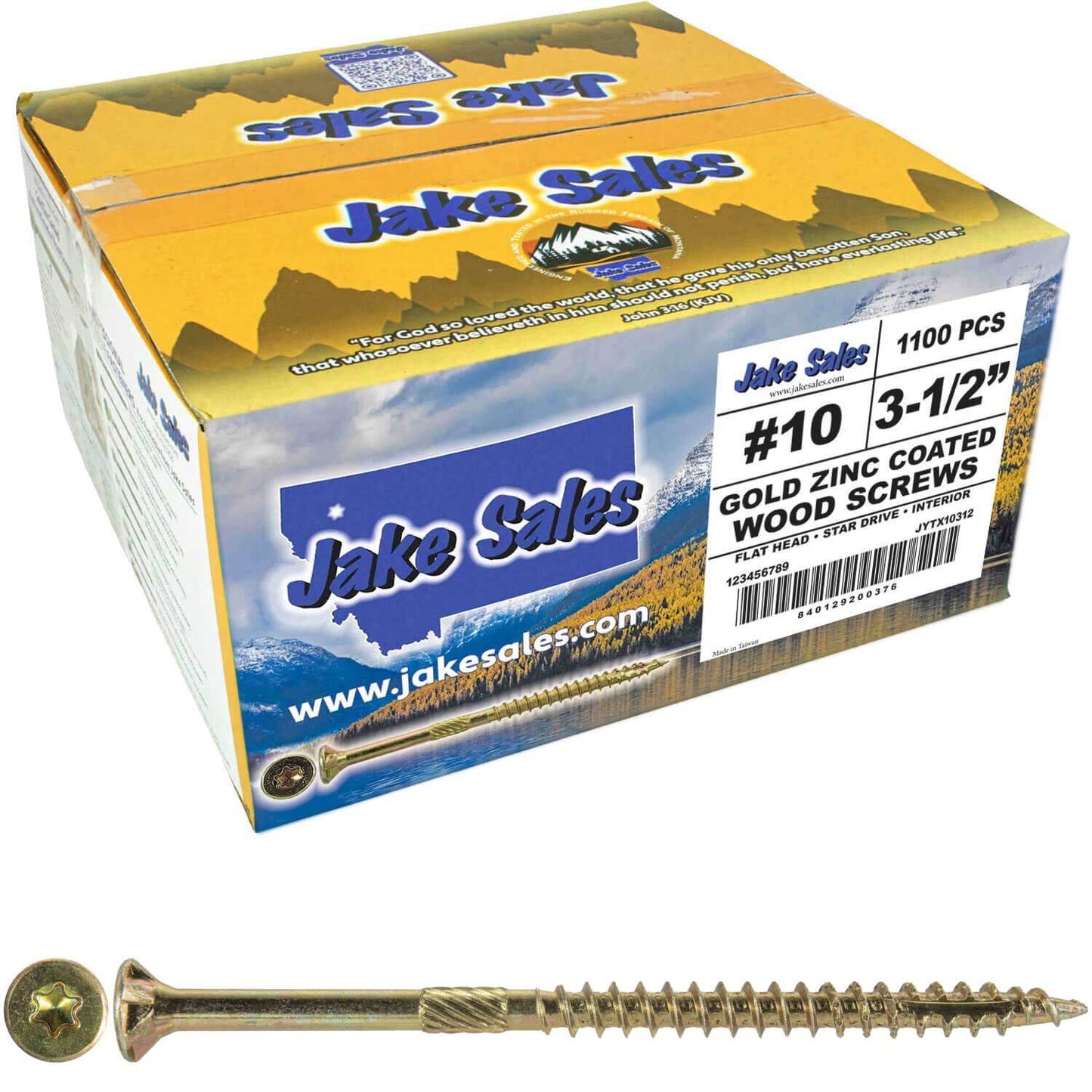 #10 Gold Star/Torx Drive Zinc Coated T-25 Flat Head Wood Screws