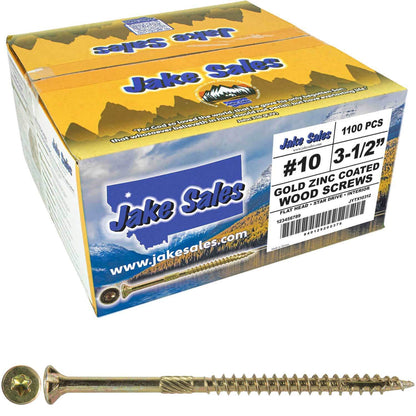 #10 Gold Star/Torx Drive Zinc Coated T-25 Flat Head Wood Screws