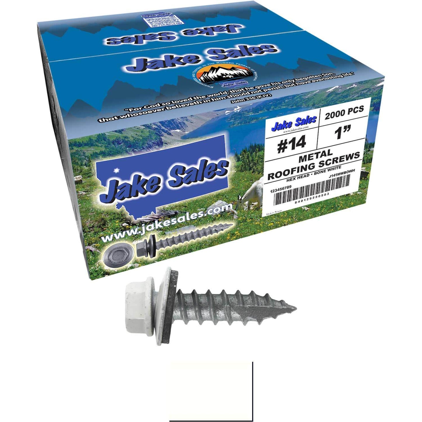 #14 x 1"  Metal ROOFING SCREWS - Hex Washer Head - Self starting/self tapping - EPDM washer. Colored head.