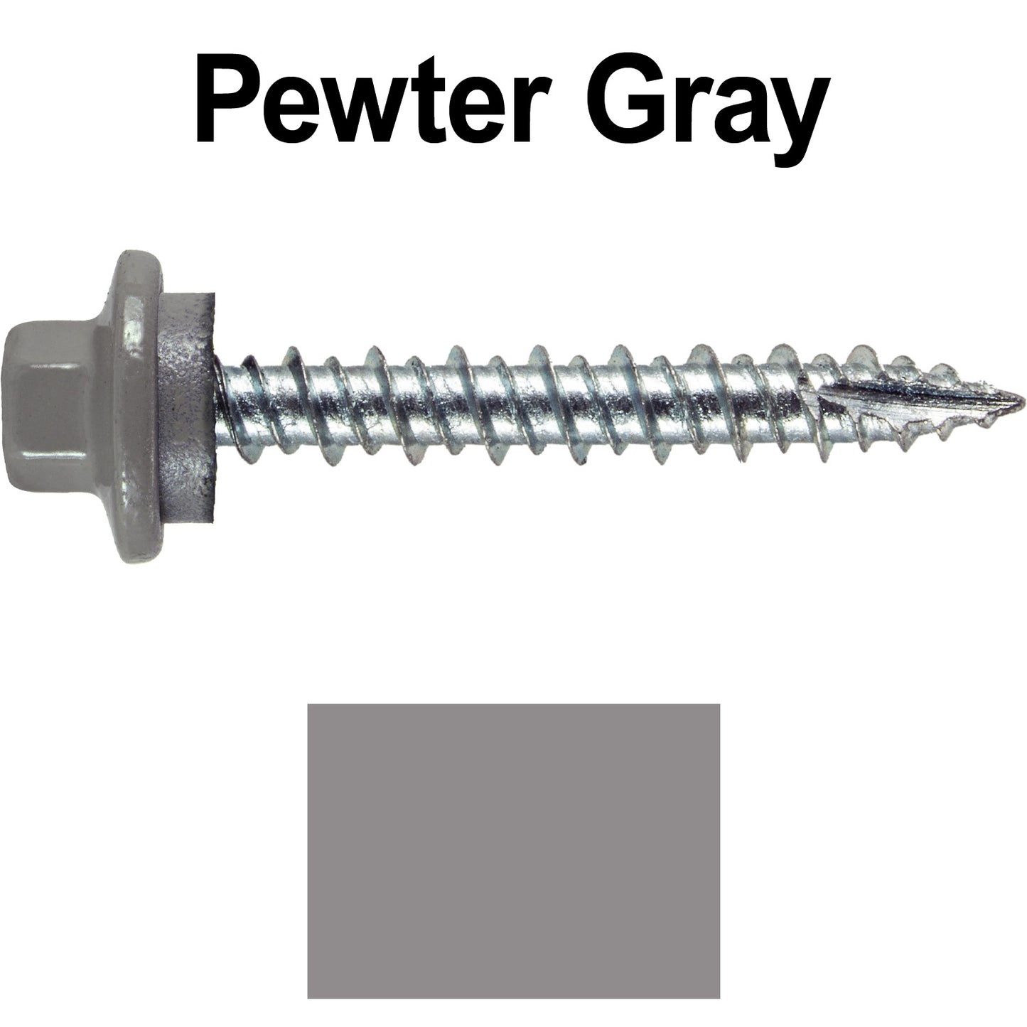 10 x 1-1/2" - STAINLESS HEX / ZINC Sheet Metal Roof Screw. Self starting metal to wood siding screws. EPDM washer. Colored head.