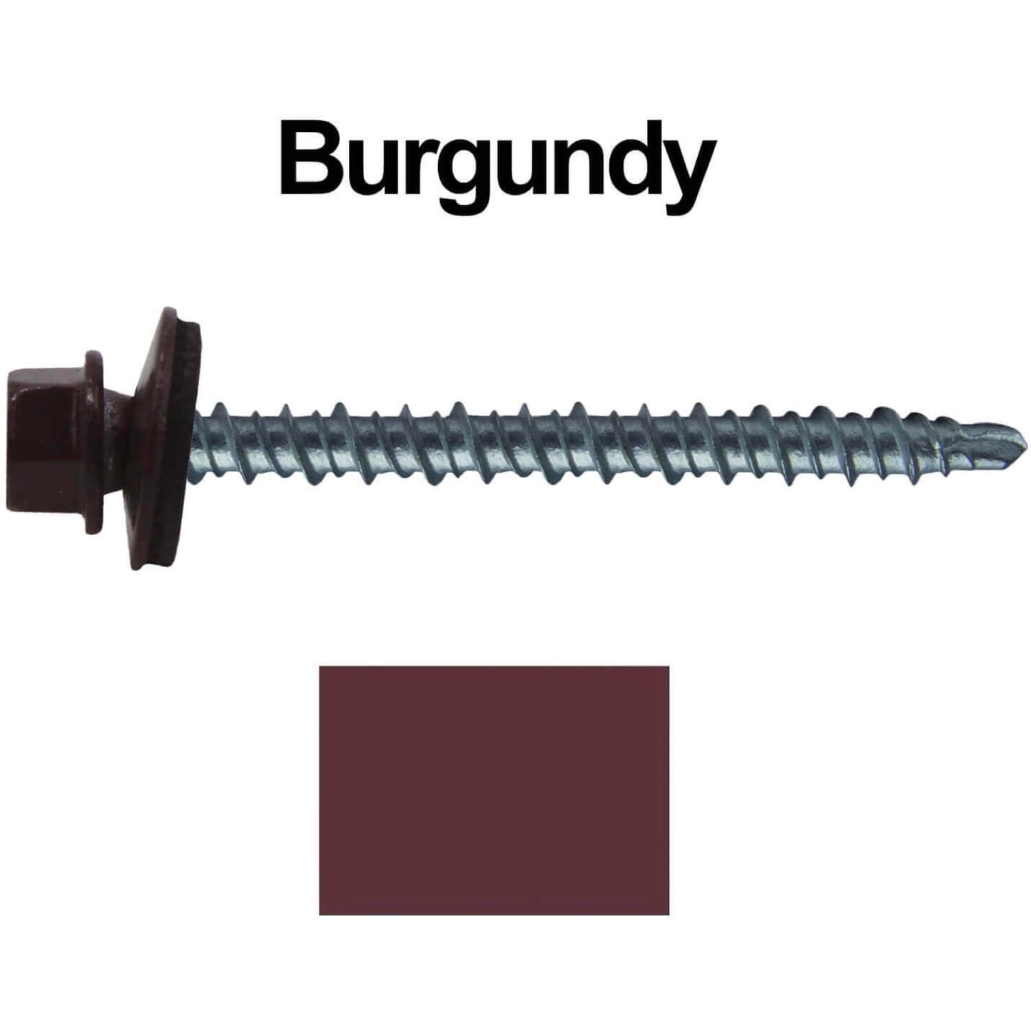 #10 x 2-1/2" Mini Driller Sheet Metal Roofing Screw - Hex Washer Head -  Self starting metal to wood siding screws. EPDM washer. Colored head.