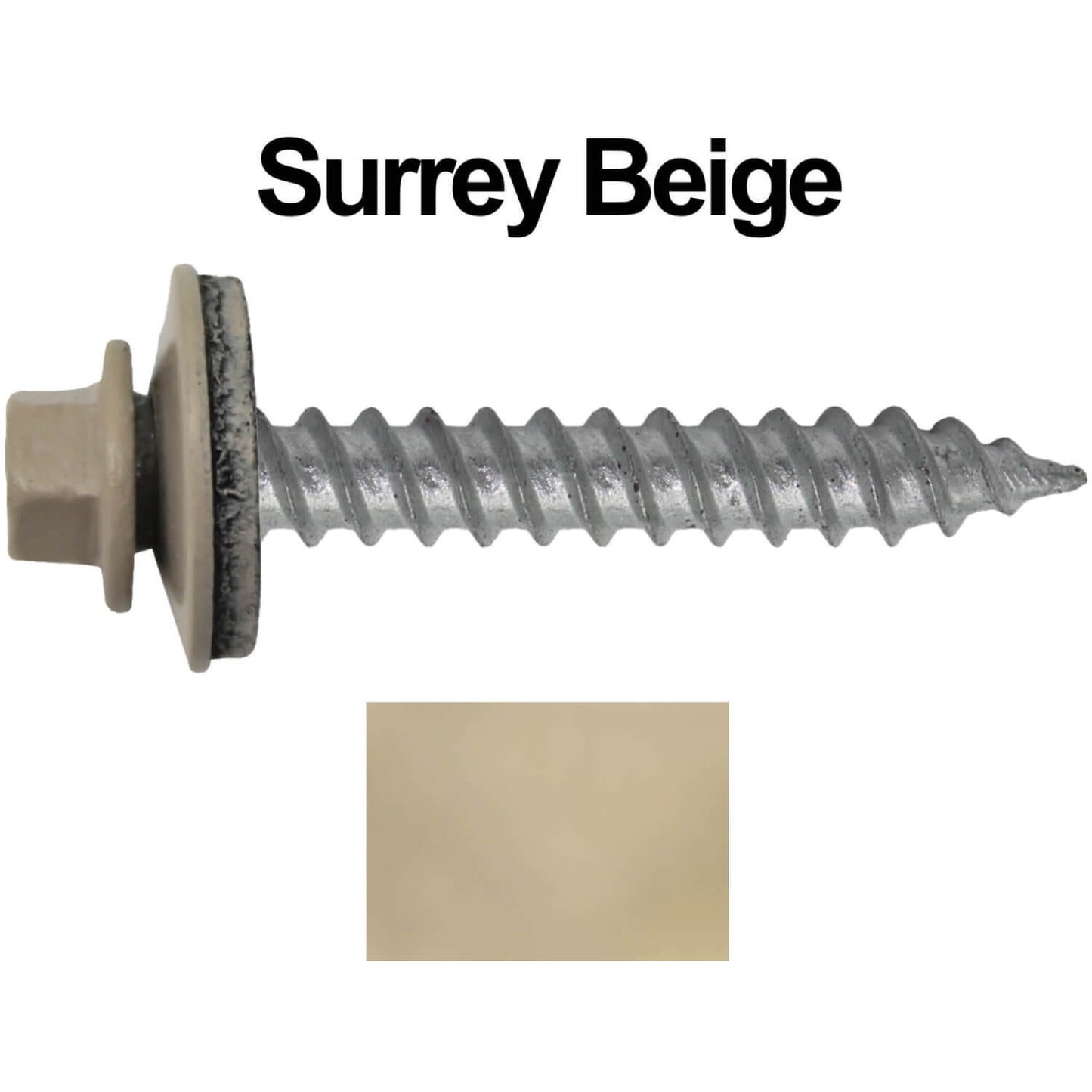12 x 1-1/2"  Metal ROOFING SCREWS - Hex Washer Head - Self starting/self tapping - EPDM washer. Colored head.