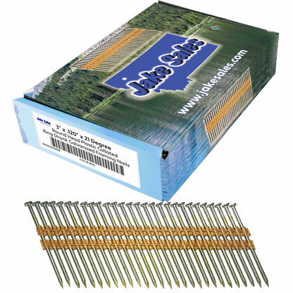 21 Degree Collated Nails - Vinyl coated framing nails in Smooth Shank and Ring Shank Galvanized.