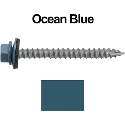 #14  x 2-1/2" Metal ROOFING SCREWS - Hex Washer Head - Self starting/self tapping - EPDM washer. Colored head.