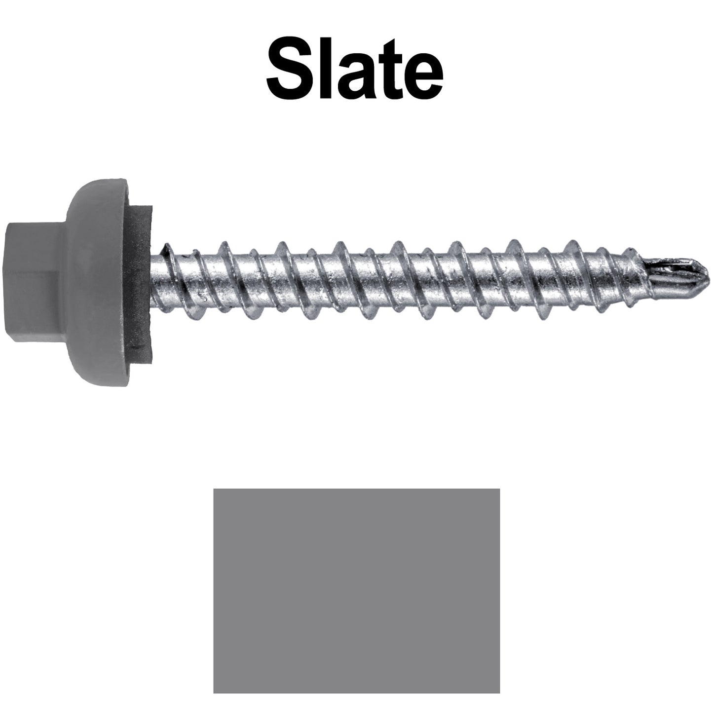 10 X 1-1/2” Zinc Aluminum Cap MINI-DRILLER Roofing Screws HI-LO THREAD Zinc Plated Carbon Steel Shank - EPDM Washer - Colored head
