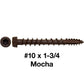 #10 x 1-3/4" Colored Composite Decking Wood Screws with Torx/Star Drive Head (T20 Bit), Exterior Coated, Compatible with Pressure Treated and ACQ Lumber