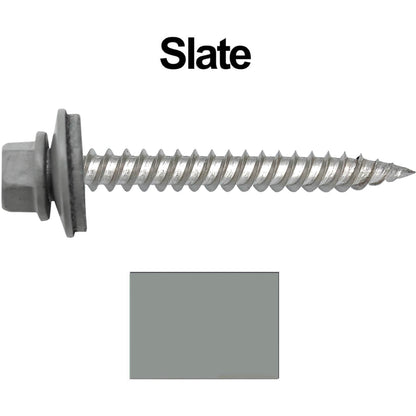 12 x 2"  Stainless Steel Metal Roofing Screw - Hex ReGrip Washer Head - Self starting/self tapping - EPDM washer. Colored head.