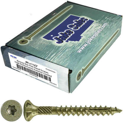 #8 x 3/4" - 2" Bronze Exterior Coated Wood Screw Torx/Star Drive Head - Multipurpose Exterior Coated Torx/Star Drive Wood Screws