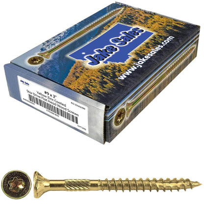 #9 Gold Star/Torx Drive Zinc Coated T-25 Flat Head Wood Screws