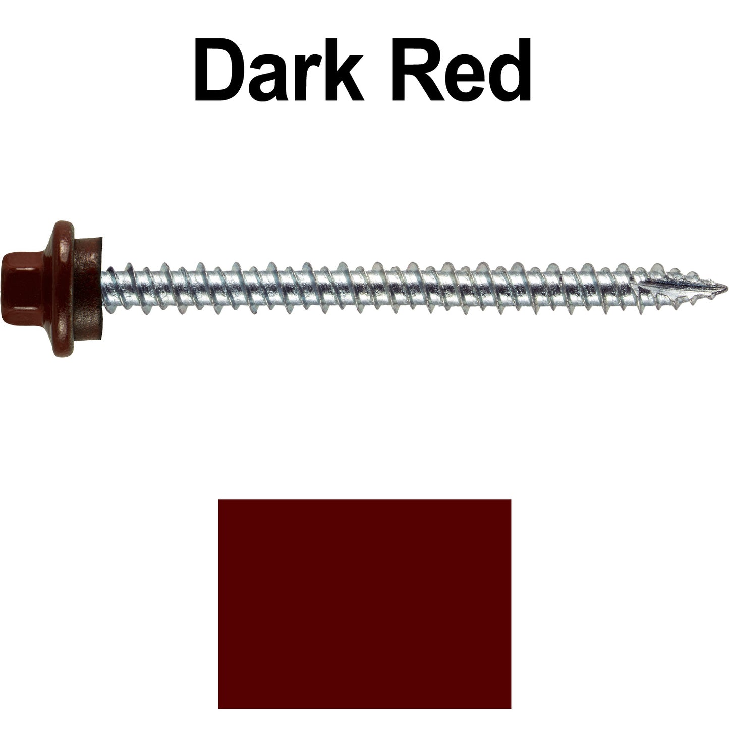 10 x 2-1/2” - STAINLESS HEX / ZINC Sheet Metal Roof Screw. Self starting metal to wood siding screws. EPDM washer. Colored head.
