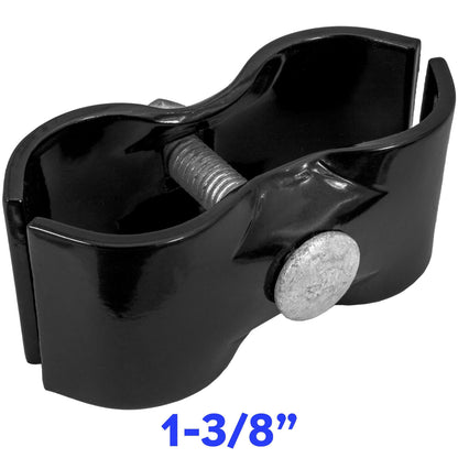 Black Powder Coated Chain Link Fence Panel Clamps with Bolts & Nuts - Saddle Clamps for Dog Kennels and Temporary Fencing