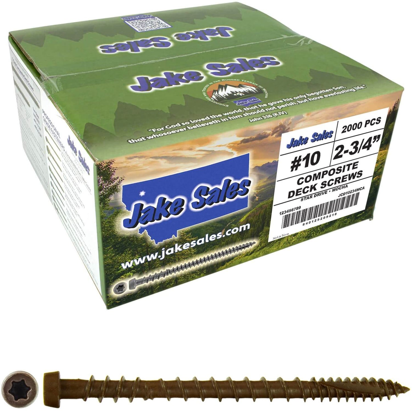 #10 x 2-3/4" Colored Composite Decking Wood Screws with Torx/Star Drive Head (T20 Bit), Exterior Coated, Compatible with Pressure Treated and ACQ Lumber