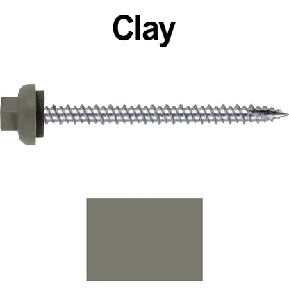 10 X 2-1/2" HI-LO Zinc Aluminum Cap Metal Roofing Screws - Hex Washer Head - Self starting/self tapping - EPDM washer. Colored head.