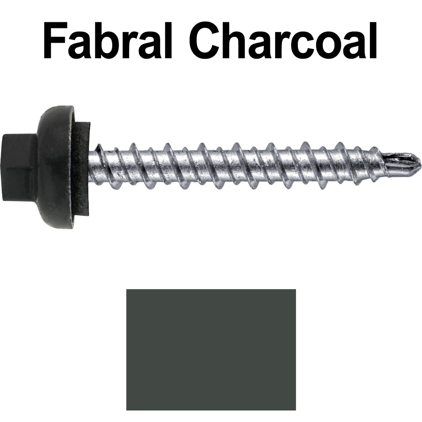 10 X 1-1/2” Zinc Aluminum Cap MINI-DRILLER Roofing Screws HI-LO THREAD Zinc Plated Carbon Steel Shank - EPDM Washer - Colored head