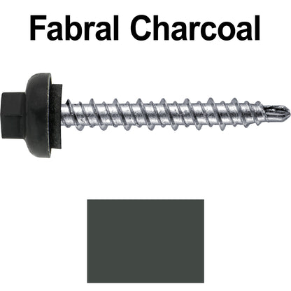 10 X 1-1/2” Zinc Aluminum Cap MINI-DRILLER Roofing Screws HI-LO THREAD Zinc Plated Carbon Steel Shank - EPDM Washer - Colored head