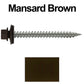 #9 x 2" Stainless Steel Metal Roofing Screws - Hex Washer Head - Self-Piercing (SP) tip metal to wood. EPDM washer. Colored head.