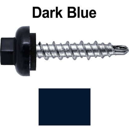 10 X 1" Zinc Aluminum Cap MINI-DRILLER Roofing Screws HI-LO THREAD Zinc Plated Carbon Steel Shank - EPDM Washer - Colored head