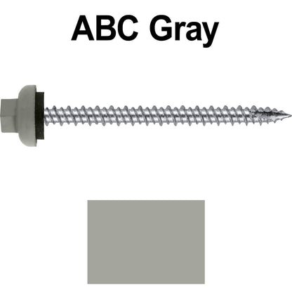10 X 2-1/2" HI-LO Zinc Aluminum Cap Metal Roofing Screws - Hex Washer Head - Self starting/self tapping - EPDM washer. Colored head.