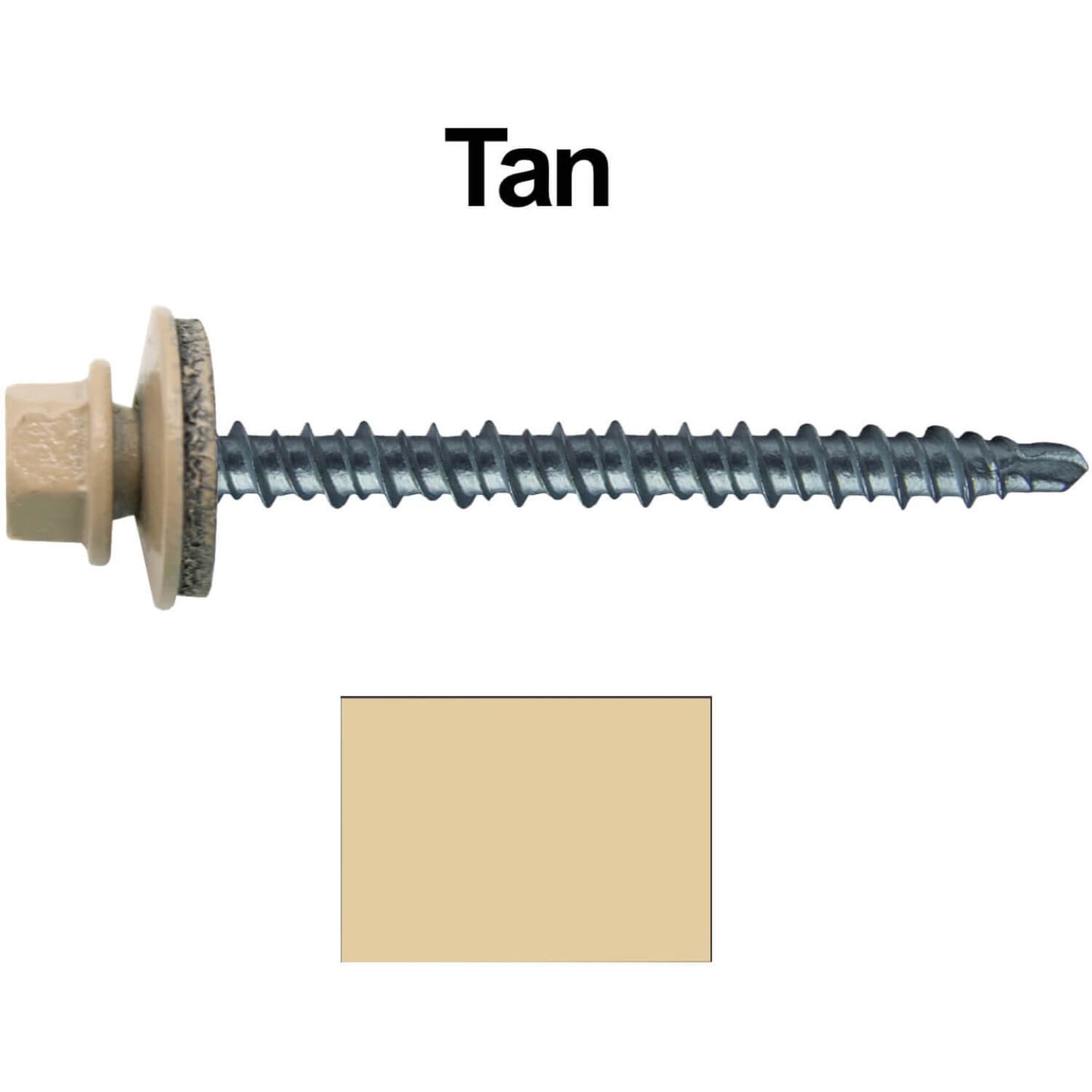 #10 x 2-1/2" Mini Driller Sheet Metal Roofing Screw - Hex Washer Head -  Self starting metal to wood siding screws. EPDM washer. Colored head.
