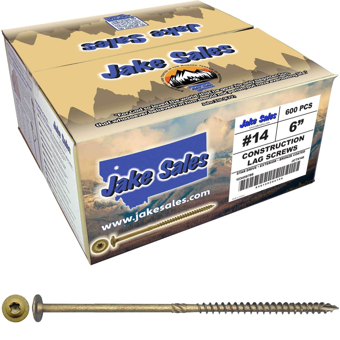 #14 Construction Lag Screws - Exterior Coated Torx/Star Drive Heavy Duty Structural Lag With Modified Truss Washer Head
