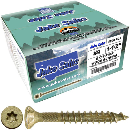 #9 x 1-1/2" - 3-1/8" Bronze Exterior Coated Wood Screw Torx/Star Drive Head - Multipurpose Exterior Coated Torx/Star Drive Wood Screws