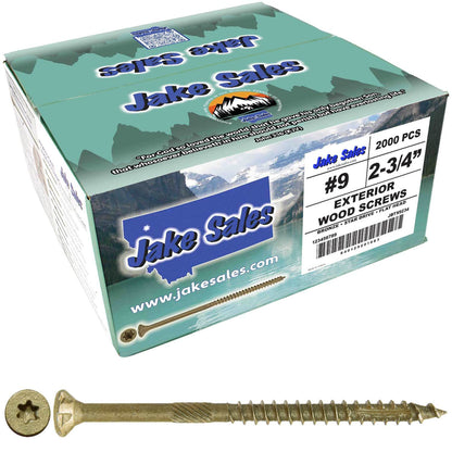 #9 x 1-1/2" - 3-1/8" Bronze Exterior Coated Wood Screw Torx/Star Drive Head - Multipurpose Exterior Coated Torx/Star Drive Wood Screws
