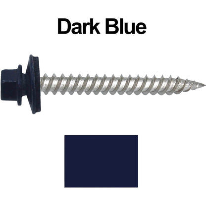 12 x 2"  Stainless Steel Metal Roofing Screw - Hex ReGrip Washer Head - Self starting/self tapping - EPDM washer. Colored head.