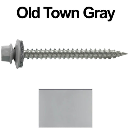 #9 x 2" Stainless Steel Metal Roofing Screws - Hex Washer Head - Self-Piercing (SP) tip metal to wood. EPDM washer. Colored head.