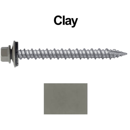 #10 x 2" Metal ROOFING SCREWS - Hex Washer Head - Self starting/self tapping - EPDM washer. Colored head.