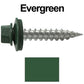 #9 x 1" Stainless Steel Metal Roofing Screws - Hex Washer Head - Self-Piercing (SP) tip metal to wood siding screws. EPDM washer. Colored head.